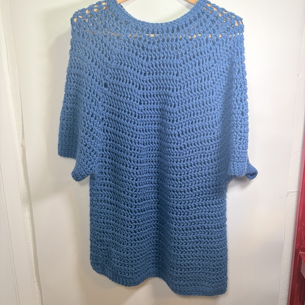 Hand Crocheted Beach Cover‎ Up Pullover Coastal Boho Sheer Resort Vacation M-XL - Picture 2 of 8